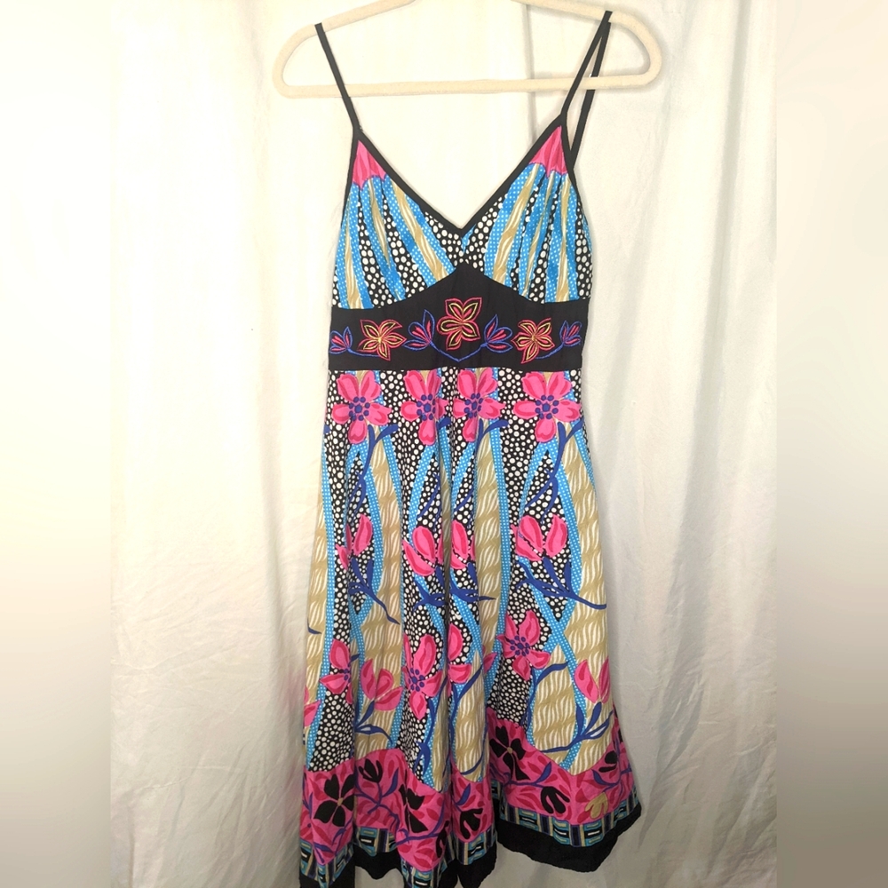 Magic Cotton Mixed Pattern Midi Dress, Large